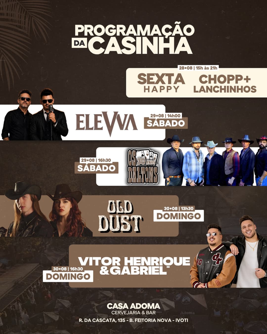 Flyer de Os Daltons e Elevva
