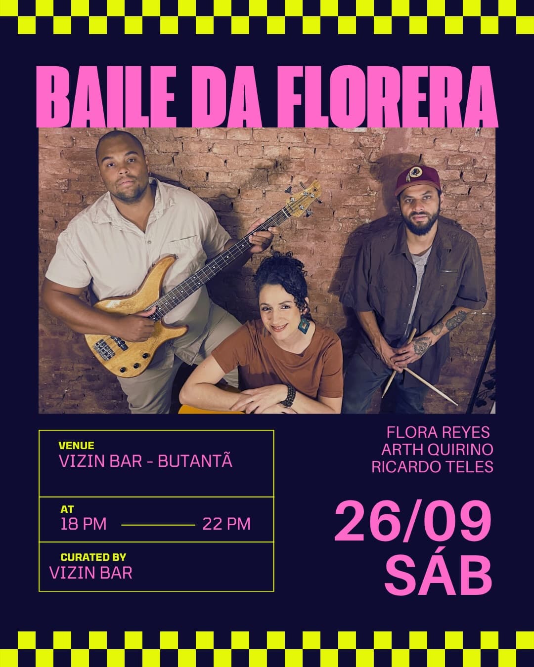 Flyer de Flora Reyes, Arth Quirino e Ricardo Teles