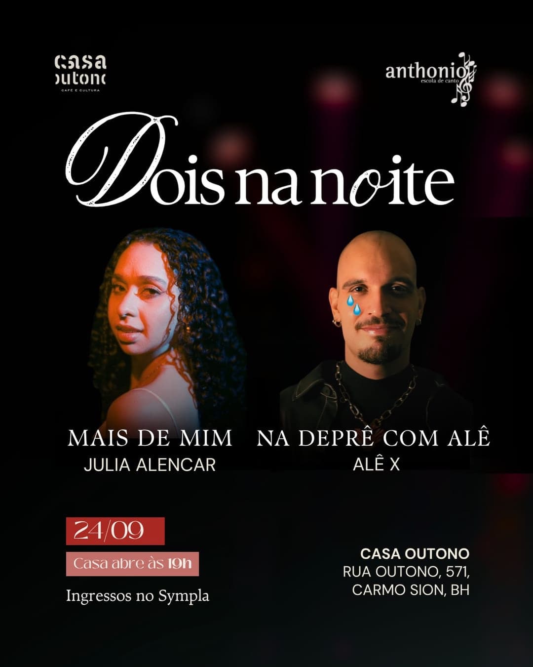 Flyer de Julia Alencar e Alê X