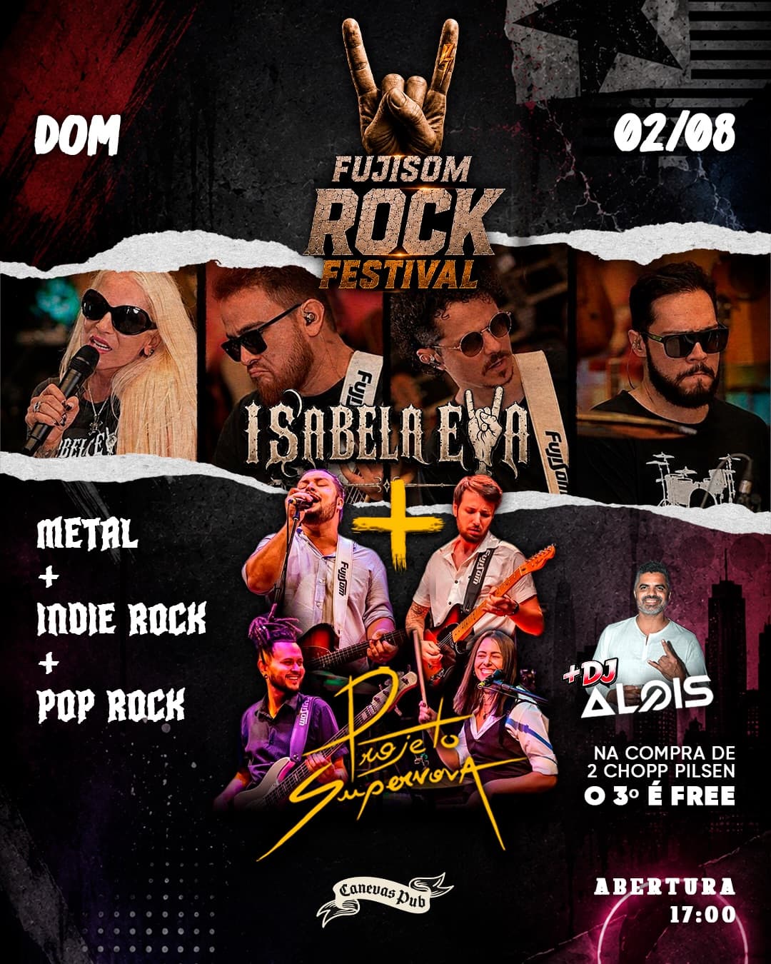 Flyer de Projeto Supernova, isabelaevaoficial e aloismusic