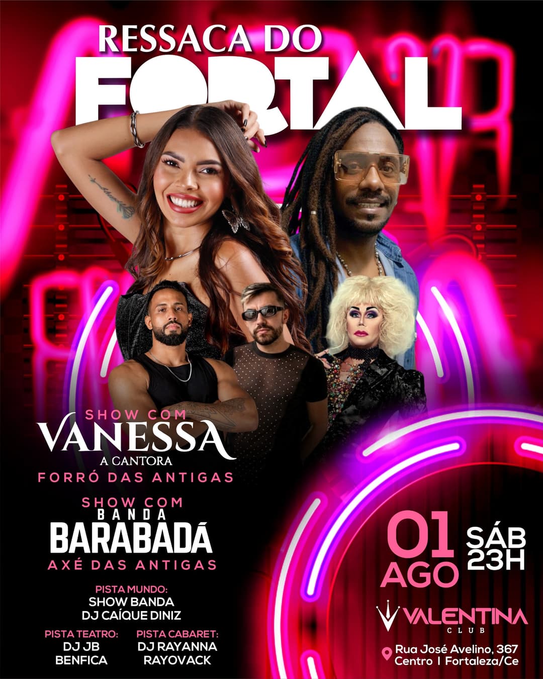 Flyer de Caique Diniz, VANESSA, BANDA BARABADÁ, DJ JB Benfica e DJ Rayanna Rayovack