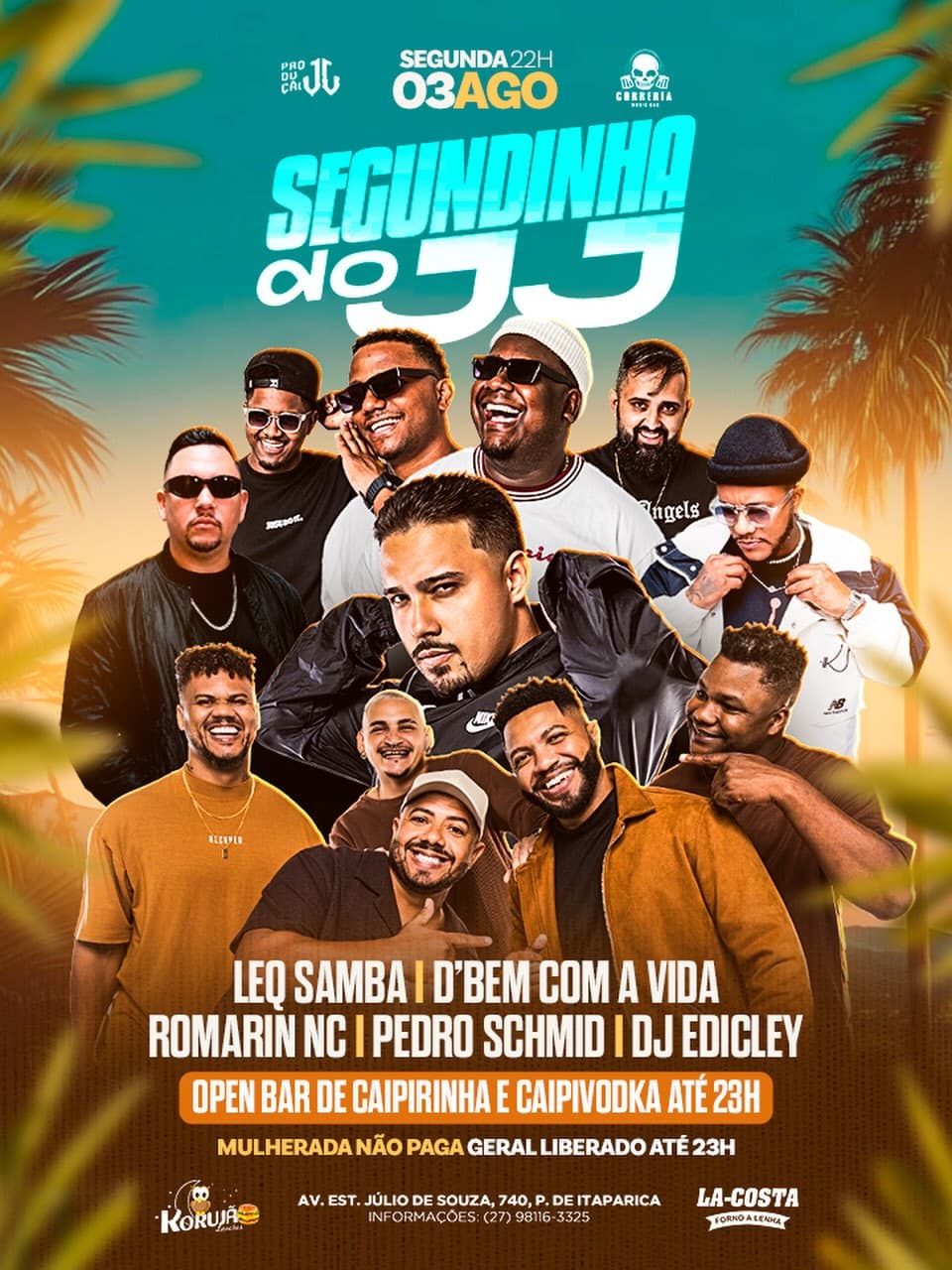 Flyer de Pagode do Correria, Leq Samba e mais 4 artistas