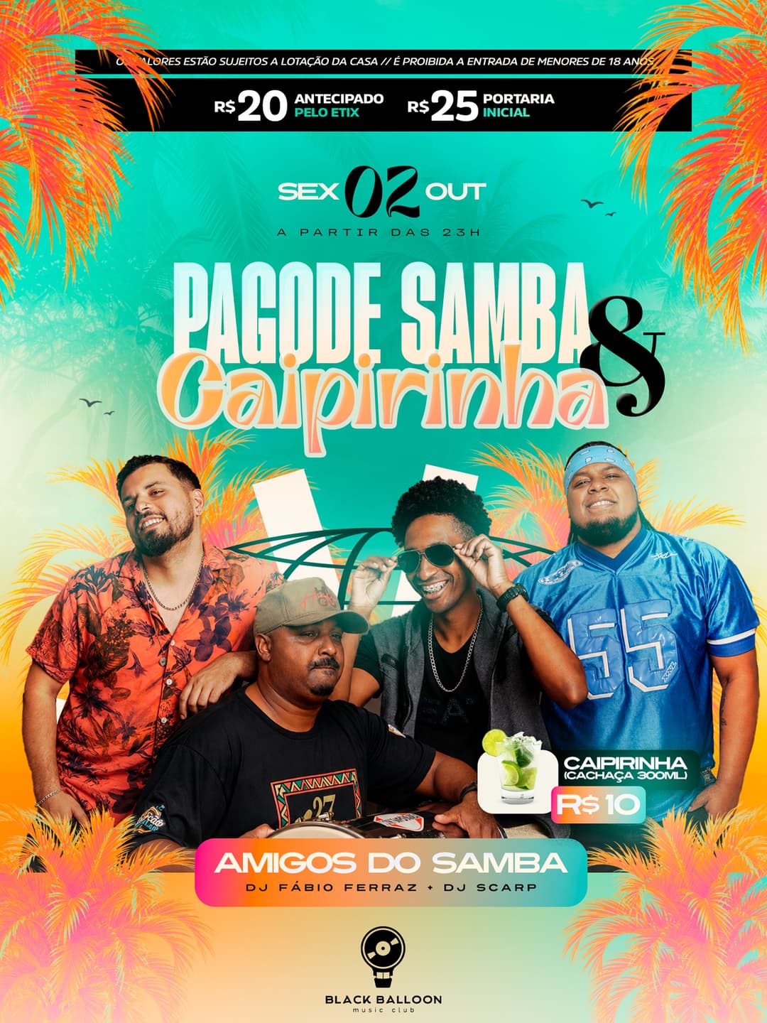 Flyer de Fábio Ferraz, Amigos do Samba e DJ Scarp