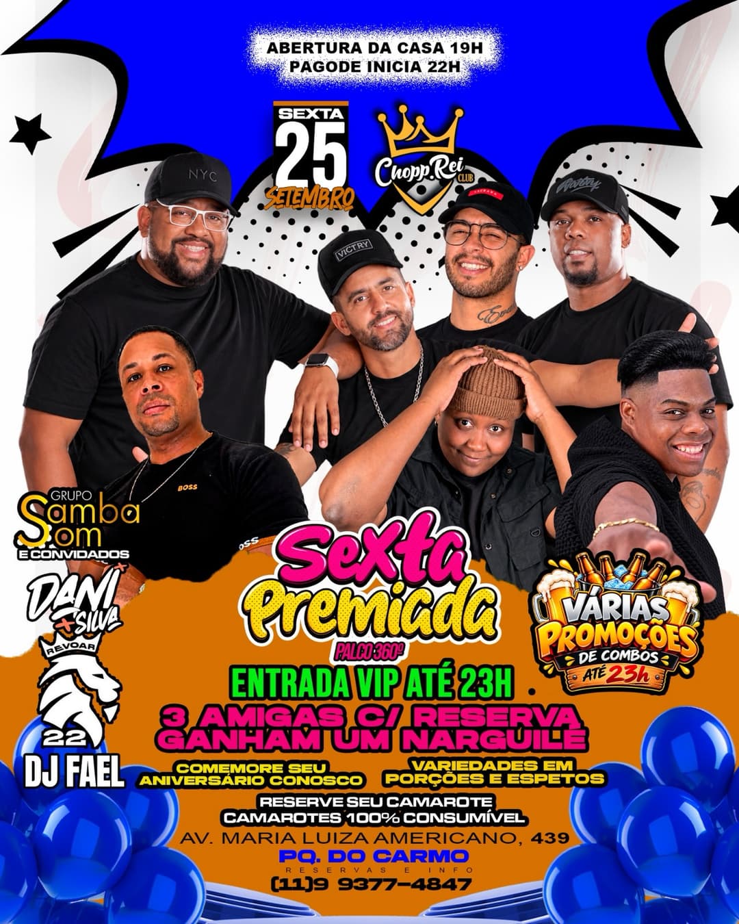 Flyer de Grupo Samba Som, Dan Silva e DJ Fael