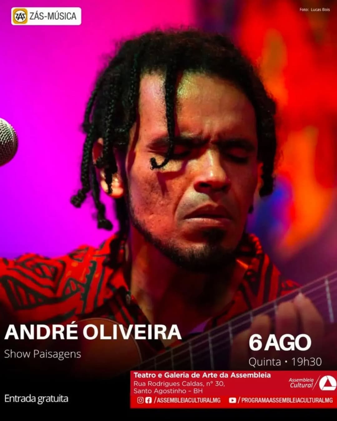 Flyer de André Oliveira, Dé Siqueira e mais 5 artistas