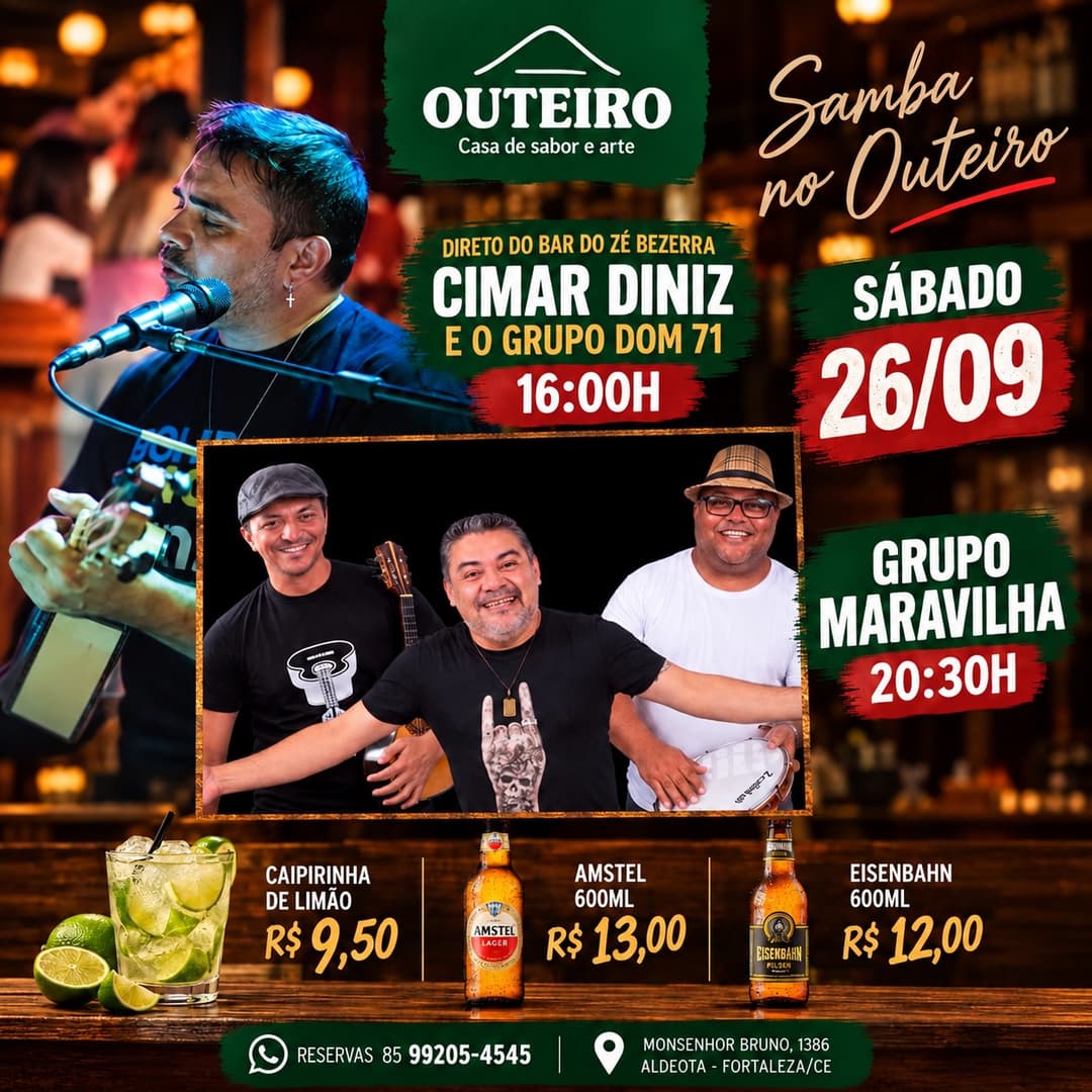 Flyer de Cimar Diniz e o Grupo DOM 71