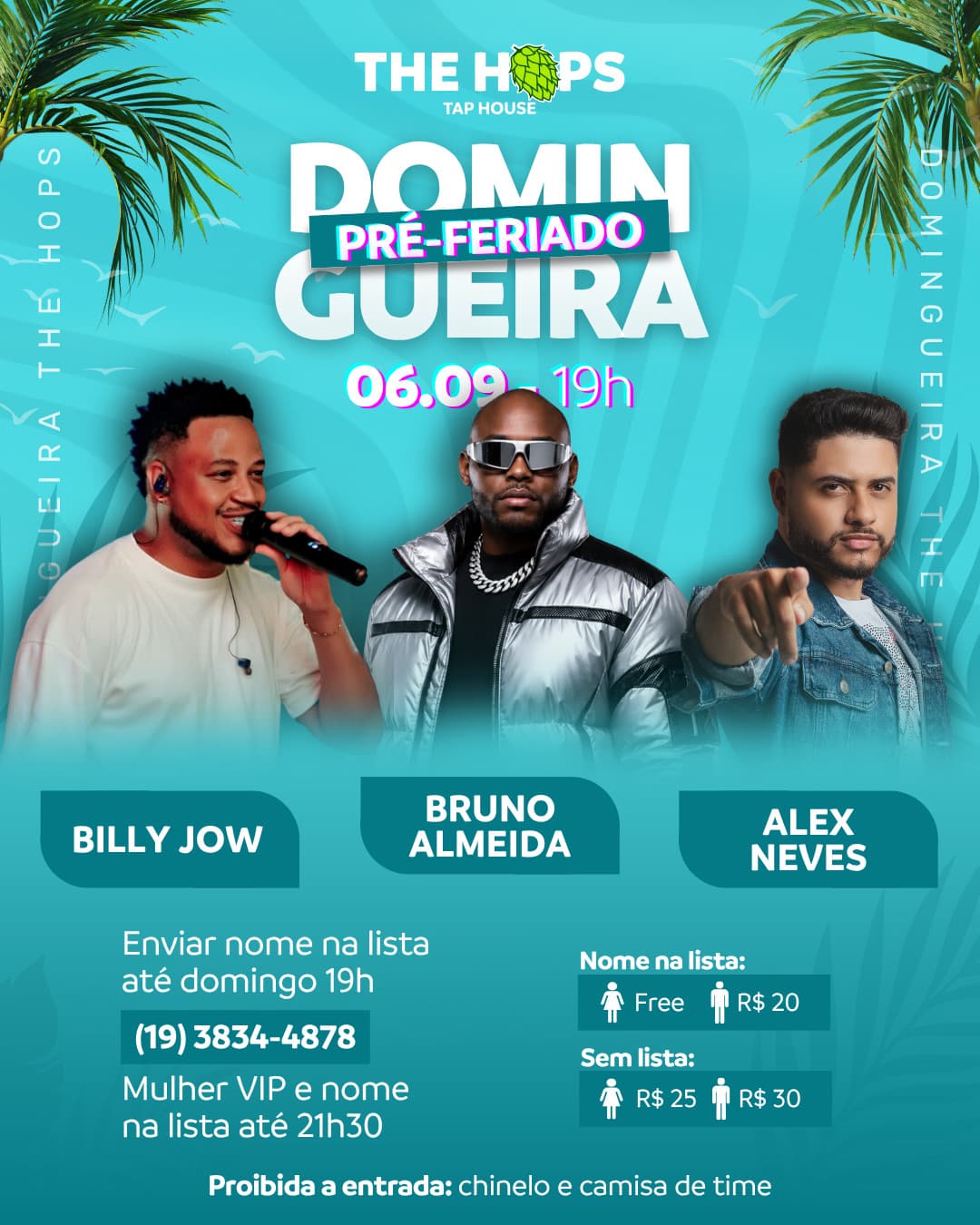 Flyer de Billy Jow, Bruno Almeida e Alex Neves