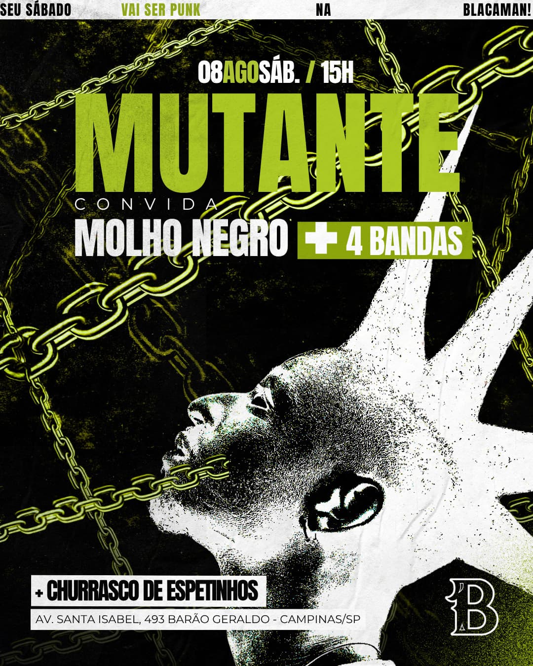 Flyer de Molho Negro, Defenestro e mais 3 artistas