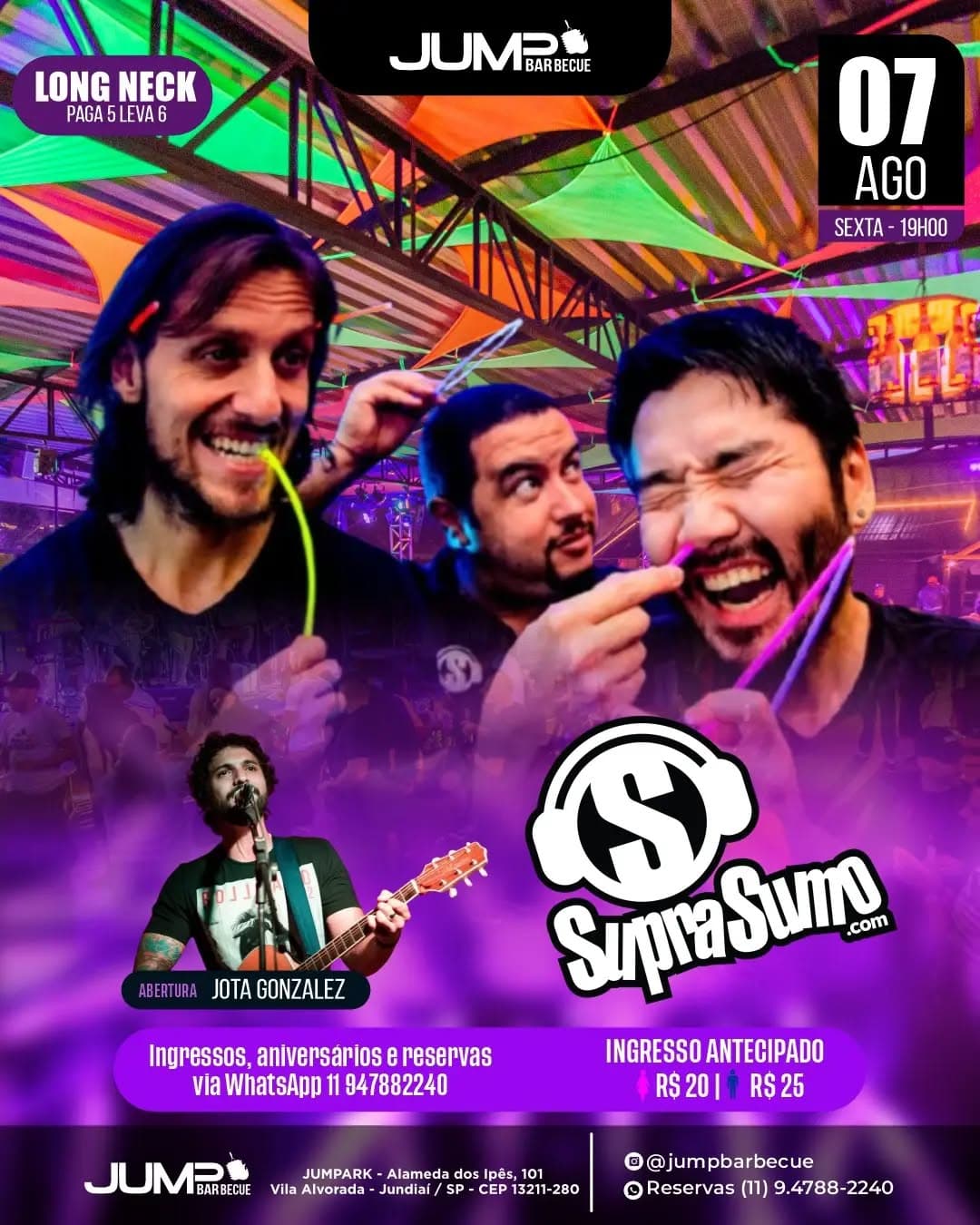 Flyer de Jota Gonzalez e Supra Sumo