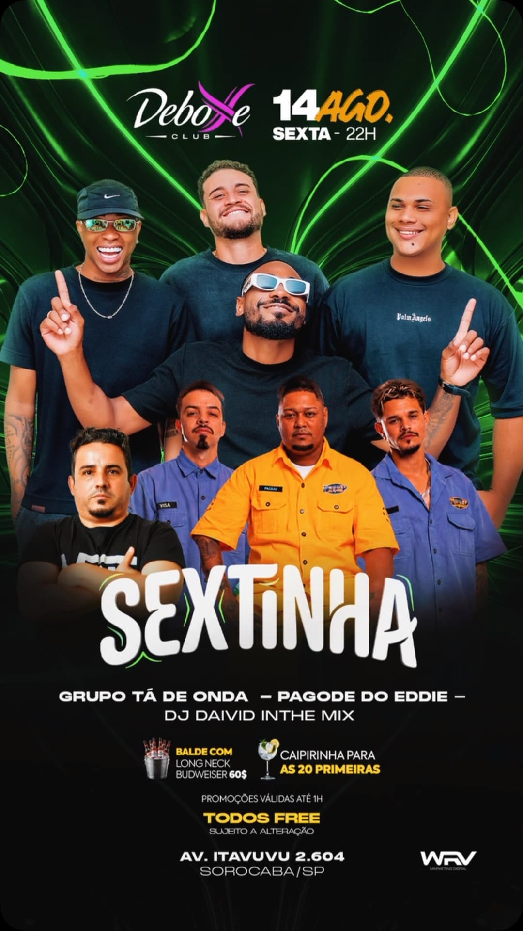 Flyer de Eddie, Grupo Tá de Onda e DJ Daivid In The Mix