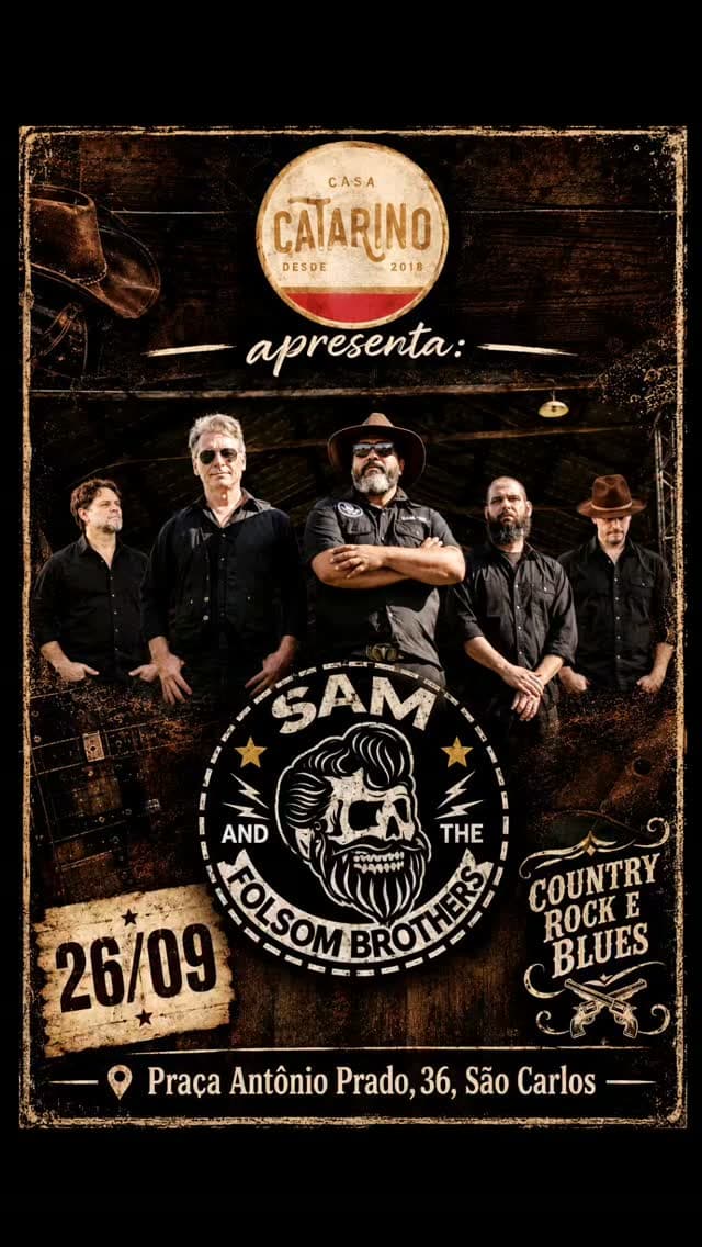 Flyer de Sam & os Folsom Brothers e SOMZERA