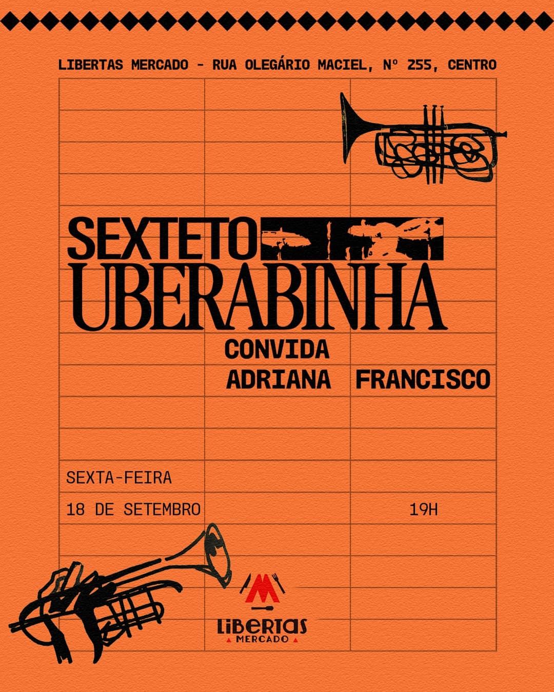 Flyer de Sexteto Uberabinha e adrianatranciscomusic