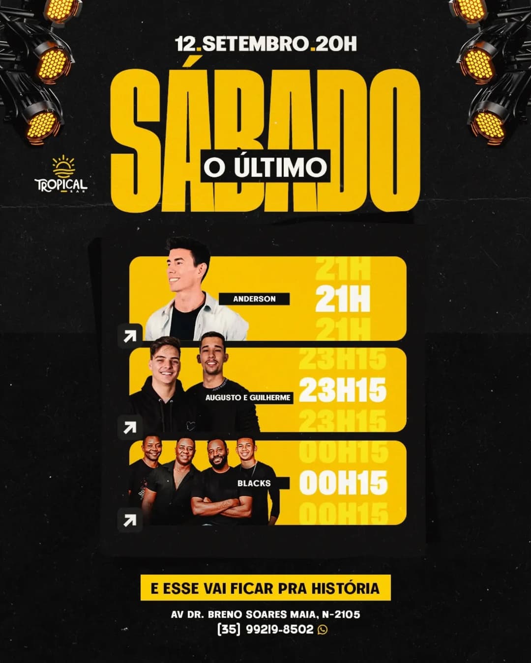 Flyer de Anderson Júnior, Augusto e Guilherme e Blacks