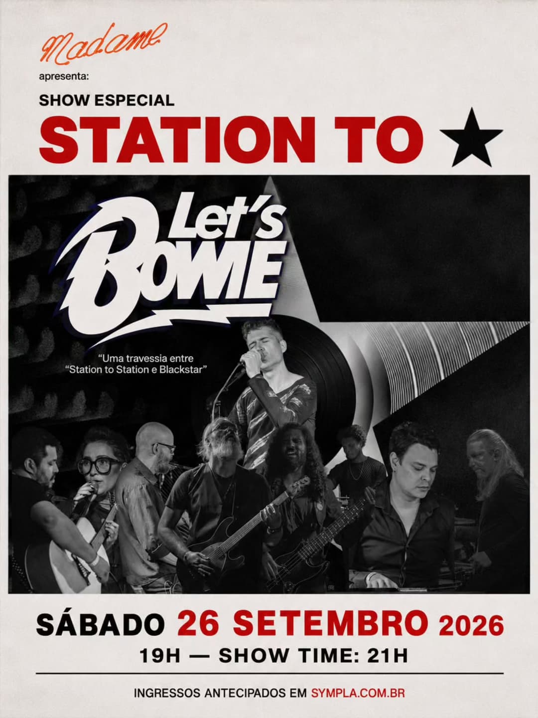 Flyer de Let's Bowie, Cassiano Musicman e Leo Muniz