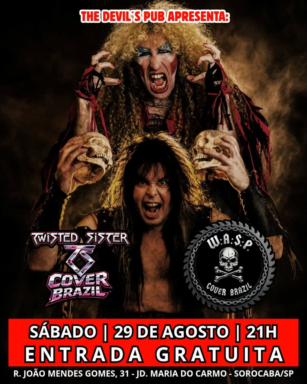 Flyer de Twisted Sister Cover BR e W.A.S.P COVER BRAZIL