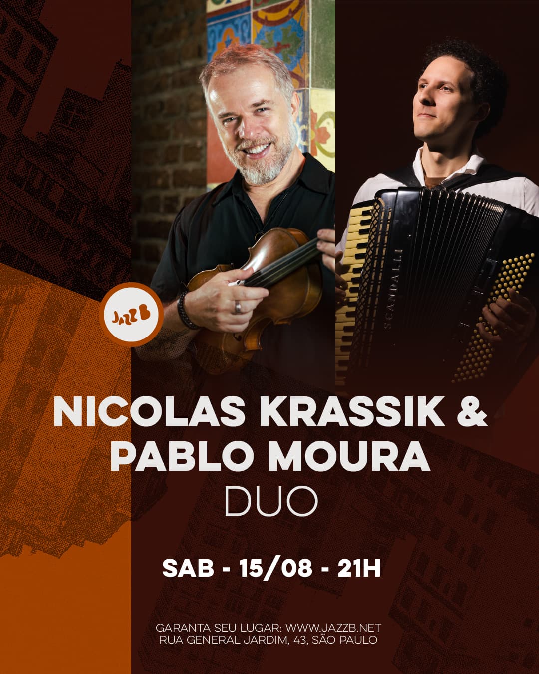 Flyer de Pablo Moura e Nicolas Krassik