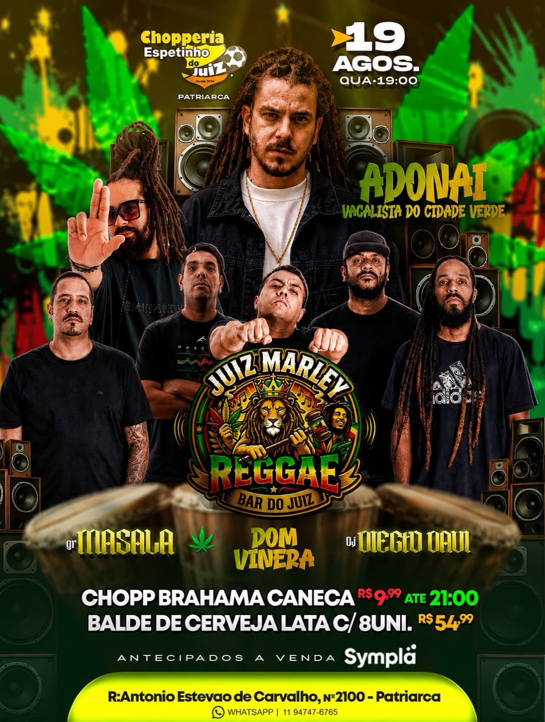 Flyer de Adonai, Masala, Dom Vinera e mais 2 artistas