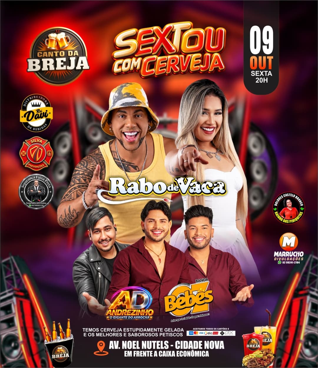 Flyer de Rabo de Vaca, AD Andrezinho e Banda Bebes