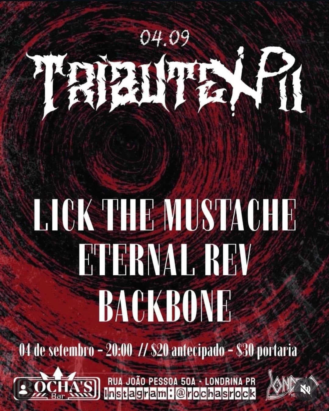 Flyer de Backbone, Lick the Mustache e Eternal Rev