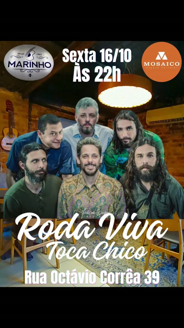 Flyer de Roda Viva toca Chico