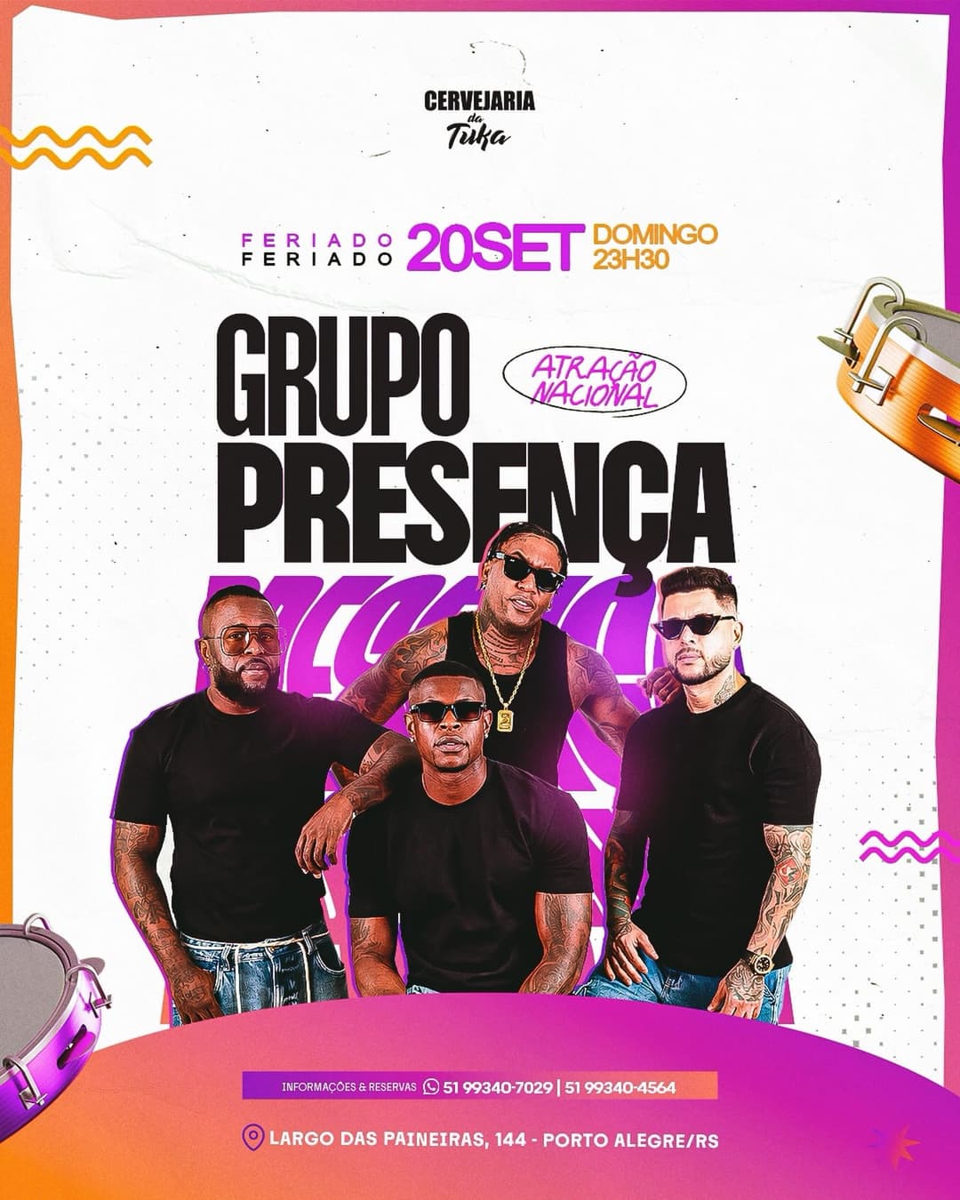 Flyer de Zilli, Jr. Paixão, Grupo Presença e mais 5 artistas