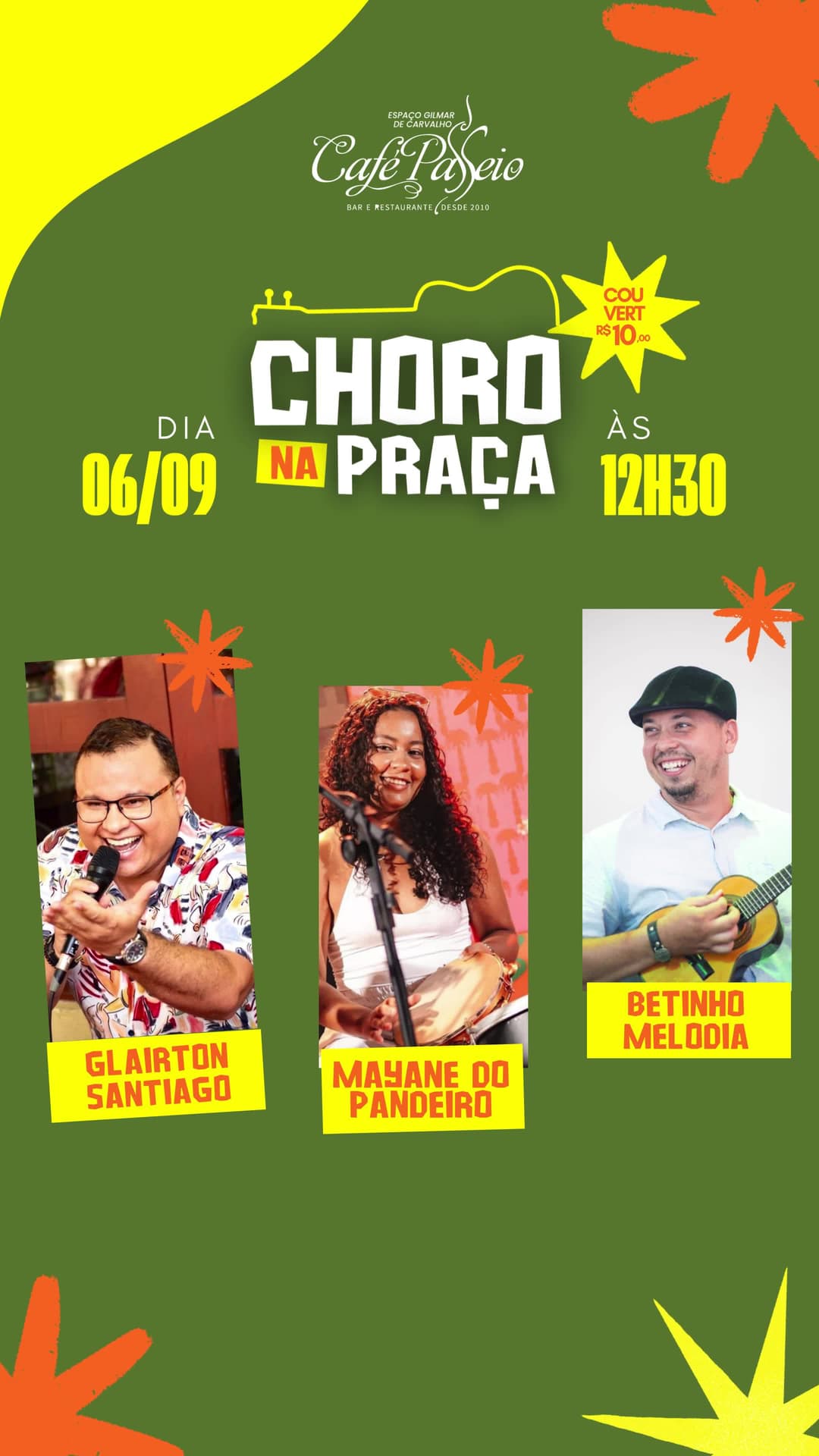 Flyer de Grupo Murmurando, Glairton Santiago e mais 2 artistas