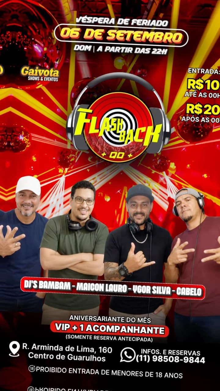 Flyer de Gaivota Sertanejo, Dj BamBam e mais 3 artistas