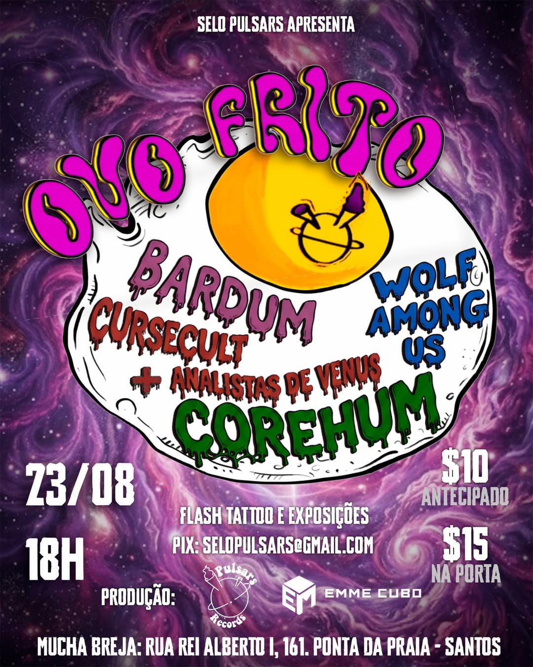 Flyer de Curse Cult, Analistas de Vênus e mais 4 artistas
