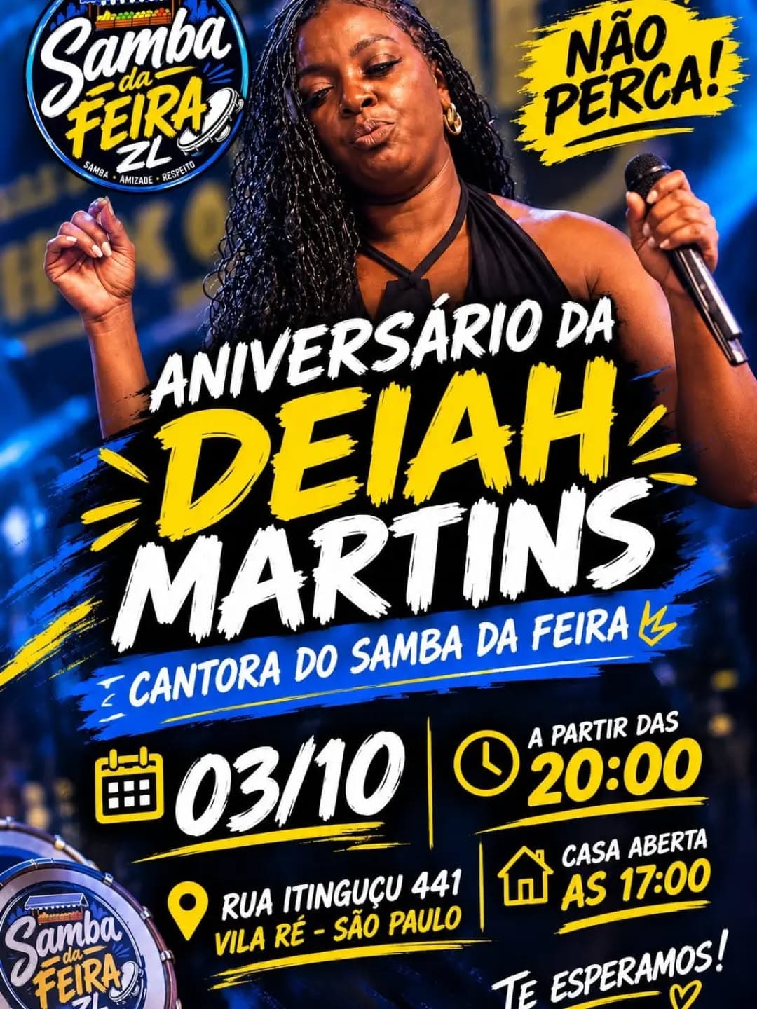 Flyer de Samba da Feira ZL e Deiah Martins