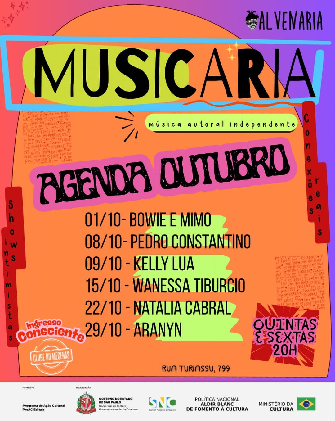 Flyer de Bowie e Mimo