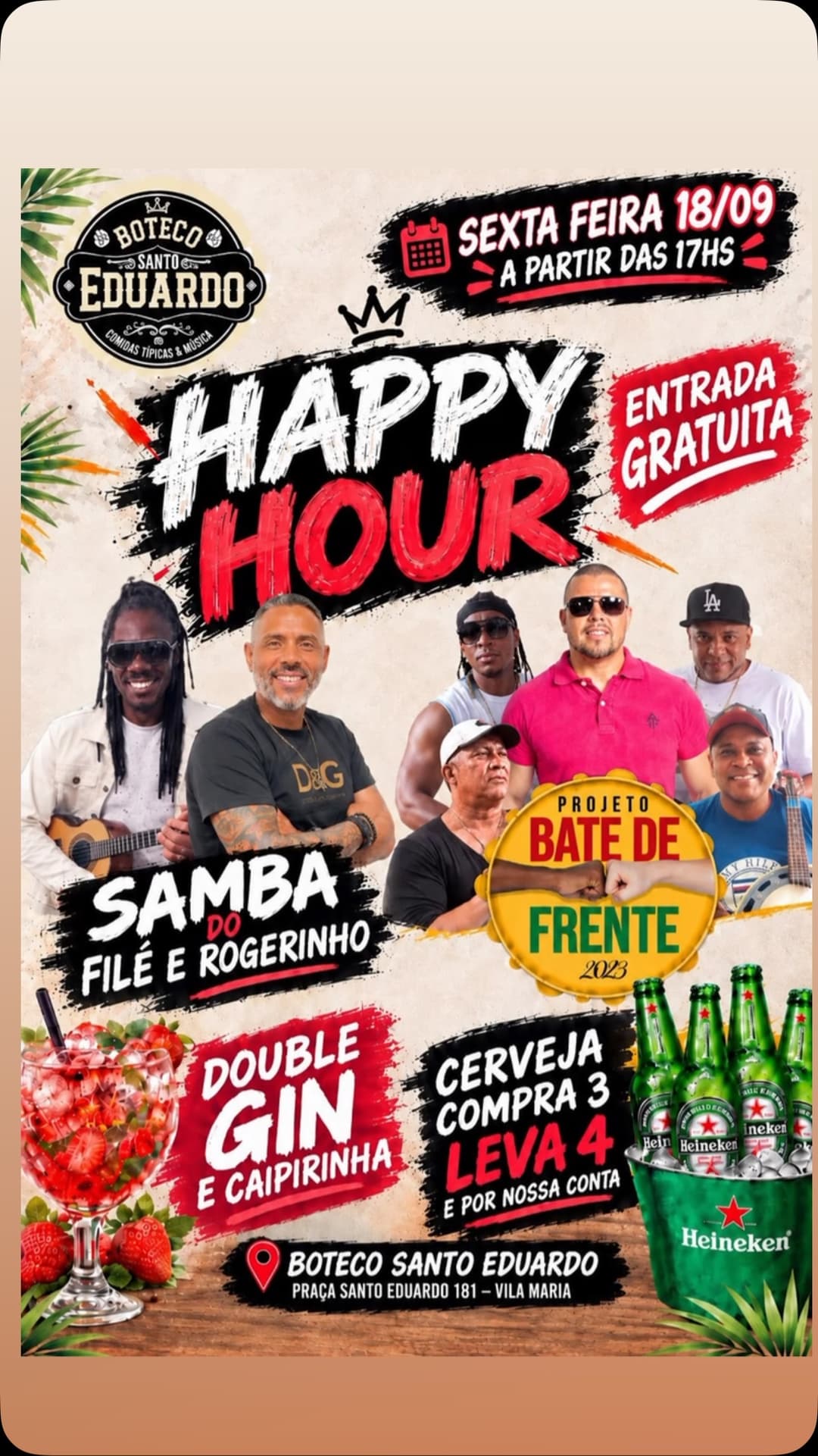 Flyer de Samba do Filé & Rogerinho e PROJETO BATE DE FRENTE