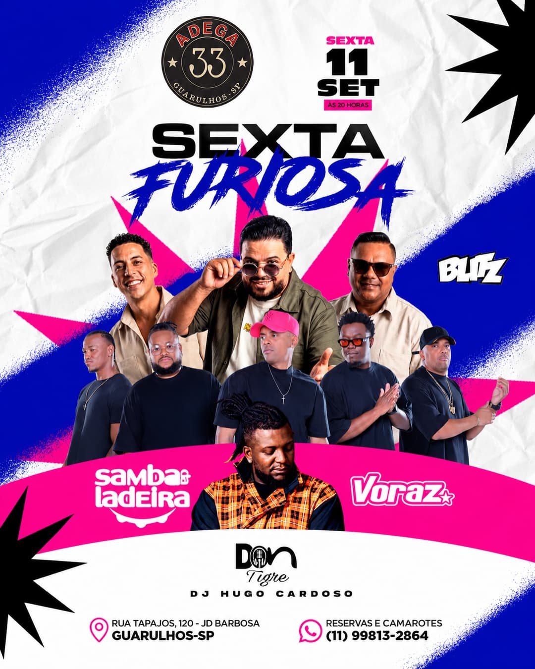 Flyer de Samba da Ladeira, Voraz, Don Tigre e DJ Hugo Cardoso