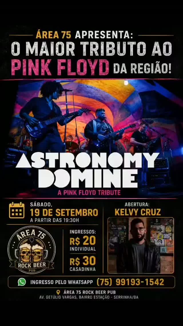 Flyer de Astronomy Domine e Kelvy Cruz