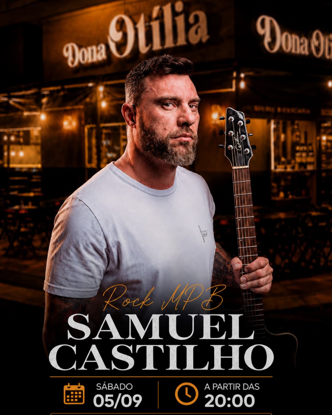 Flyer de Samuel Castilho One Band Man e Dona Otília