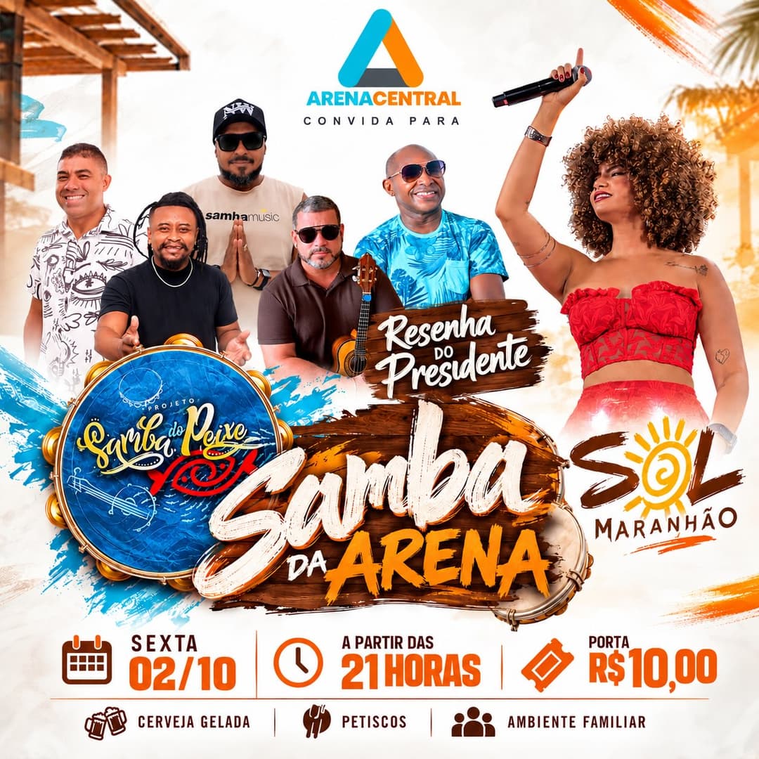 Flyer de Sol Maranhão, Resenha do Presidente e mais 1 artista