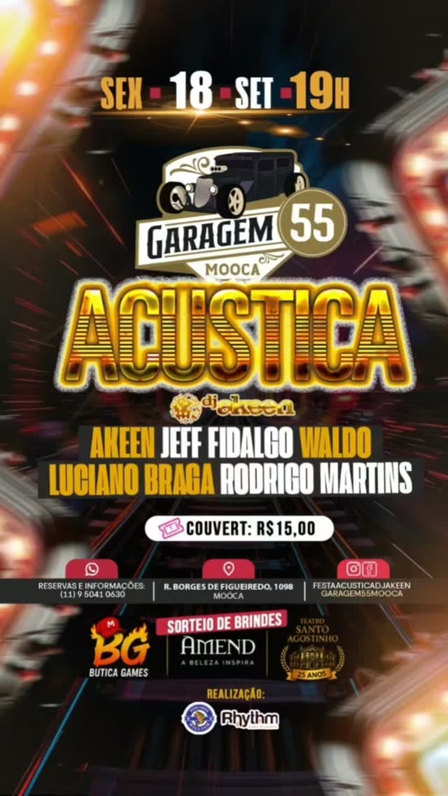 Flyer de Festa Acústica DJ Akeen, Akeen, Djeff e mais 4 artistas