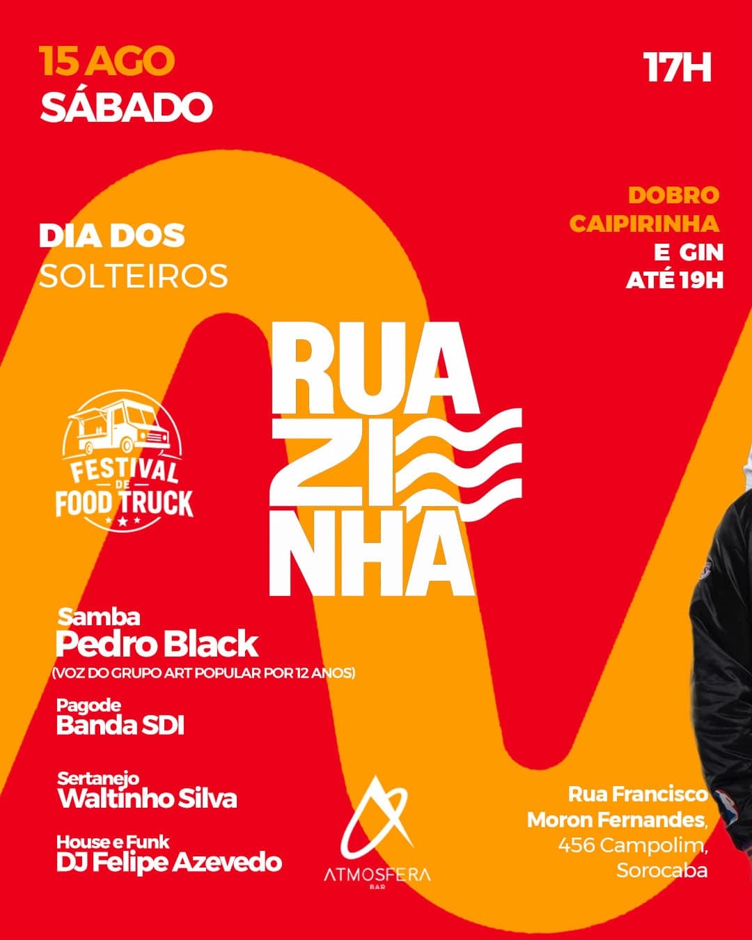 Flyer de Pedro Black, Banda SDI, Waltinho Silva e DJ Felipe Azevedo