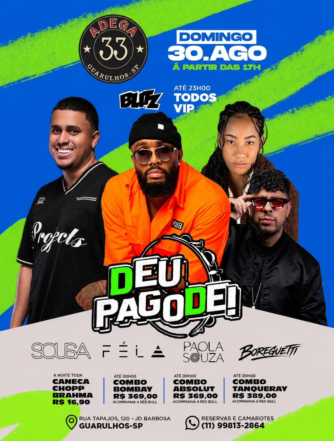 Flyer de Rodrigo Boreguetti e mais 3 artistas