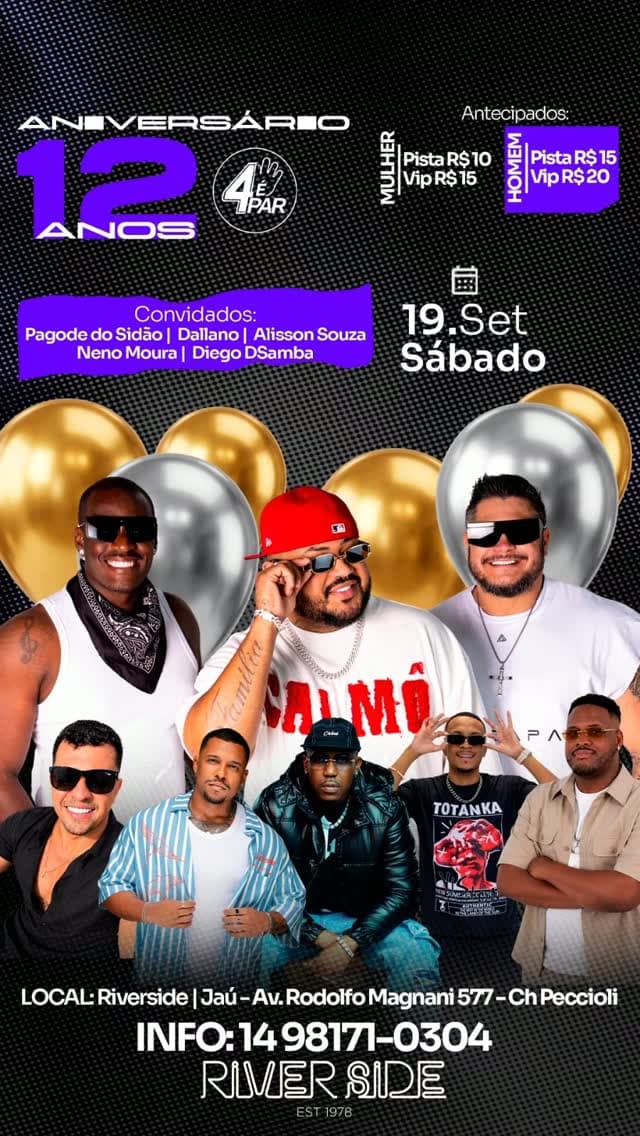 Flyer de 4éPAR, Dallano, Sidão, Alisson Souza e mais 2 artistas