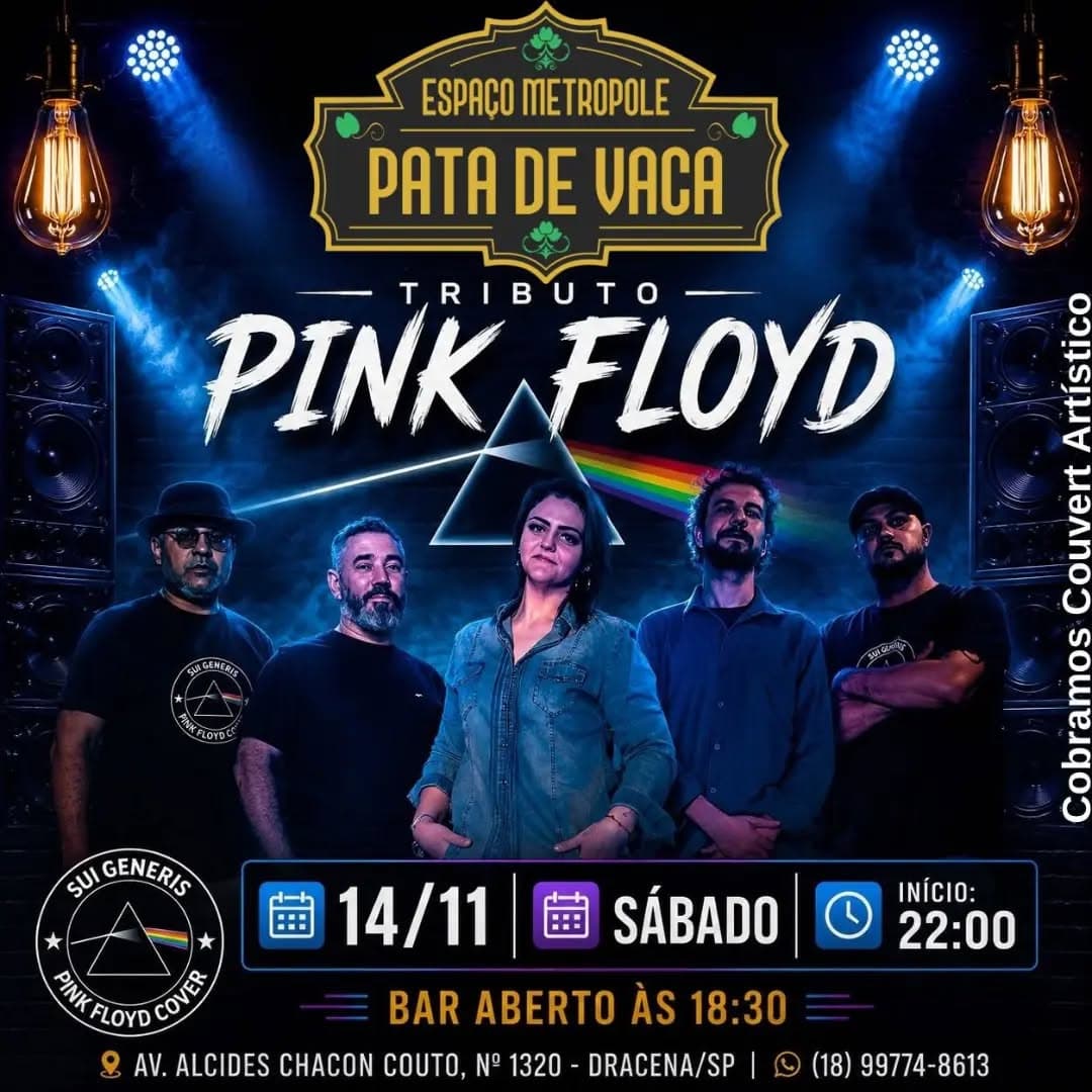Flyer de Banda Sui Generis | Pink Floyd Cover | Assis/SP
