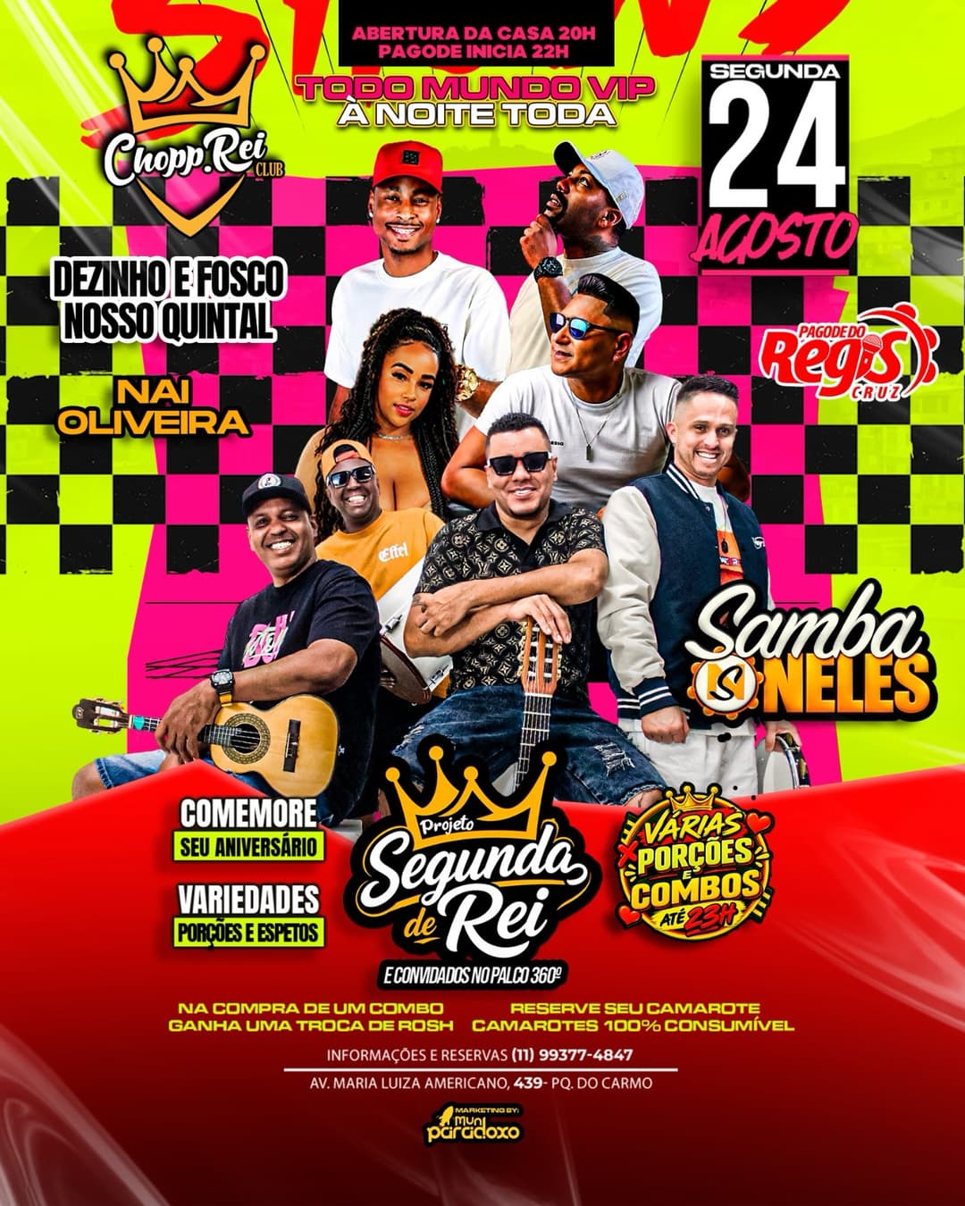 Flyer de Nai Oliveira, Regis Cruz, Samba Neles e DEZINHO E FOSCO
