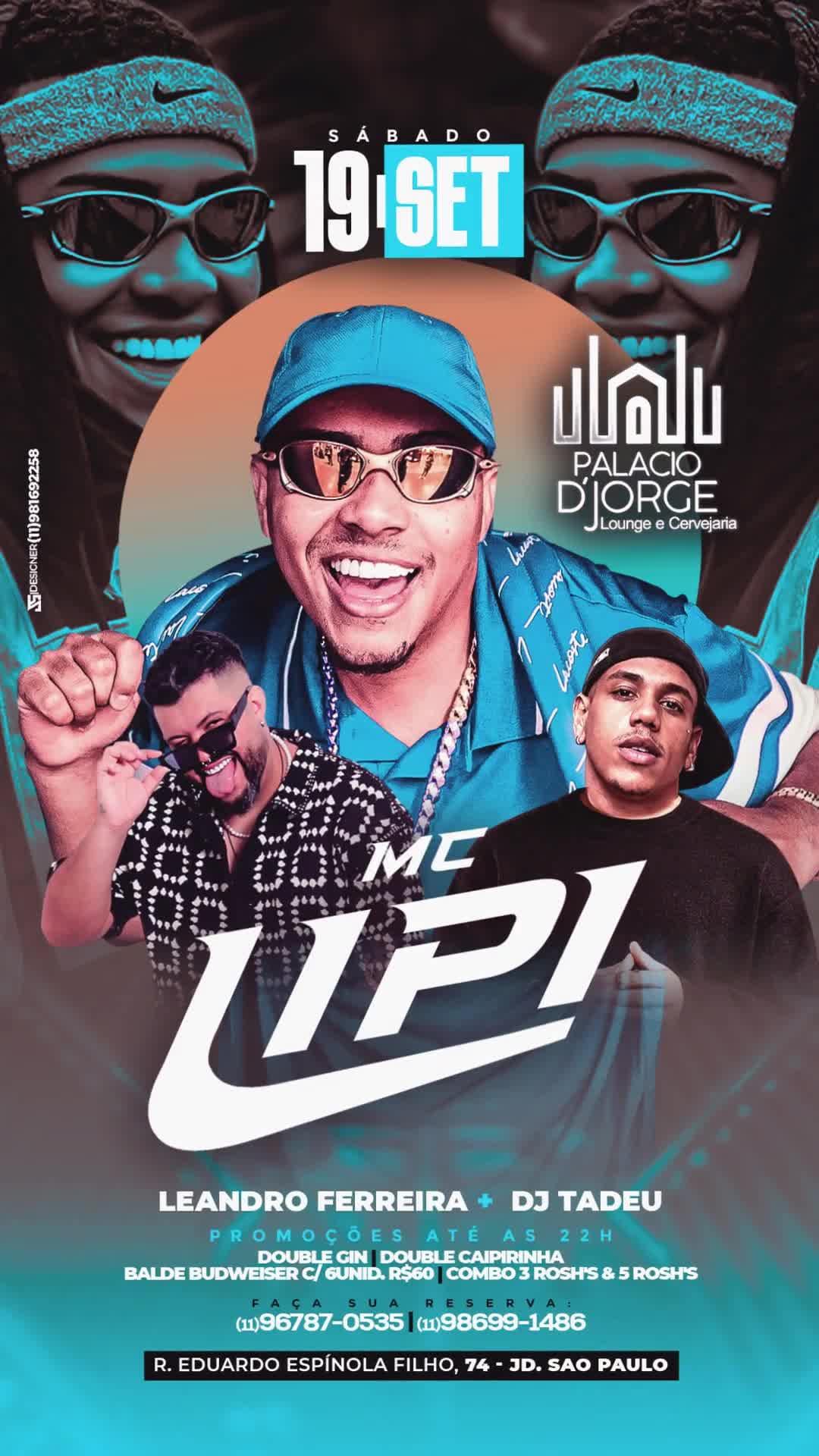 Flyer de MCLipi, Leandro Ferreira e DJ Tadeu