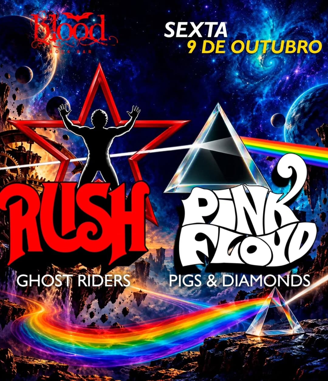 Flyer de Ghost Riders e Pigs & Diamonds