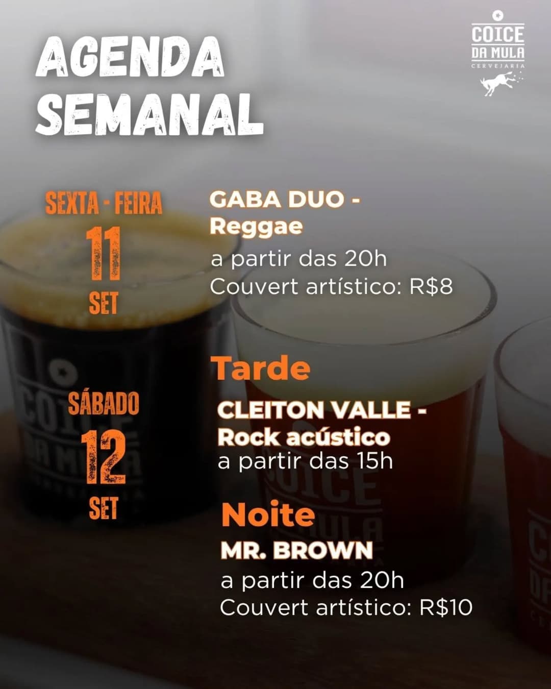Flyer de Rock acústico com Cleiton Valle e MR. Brown