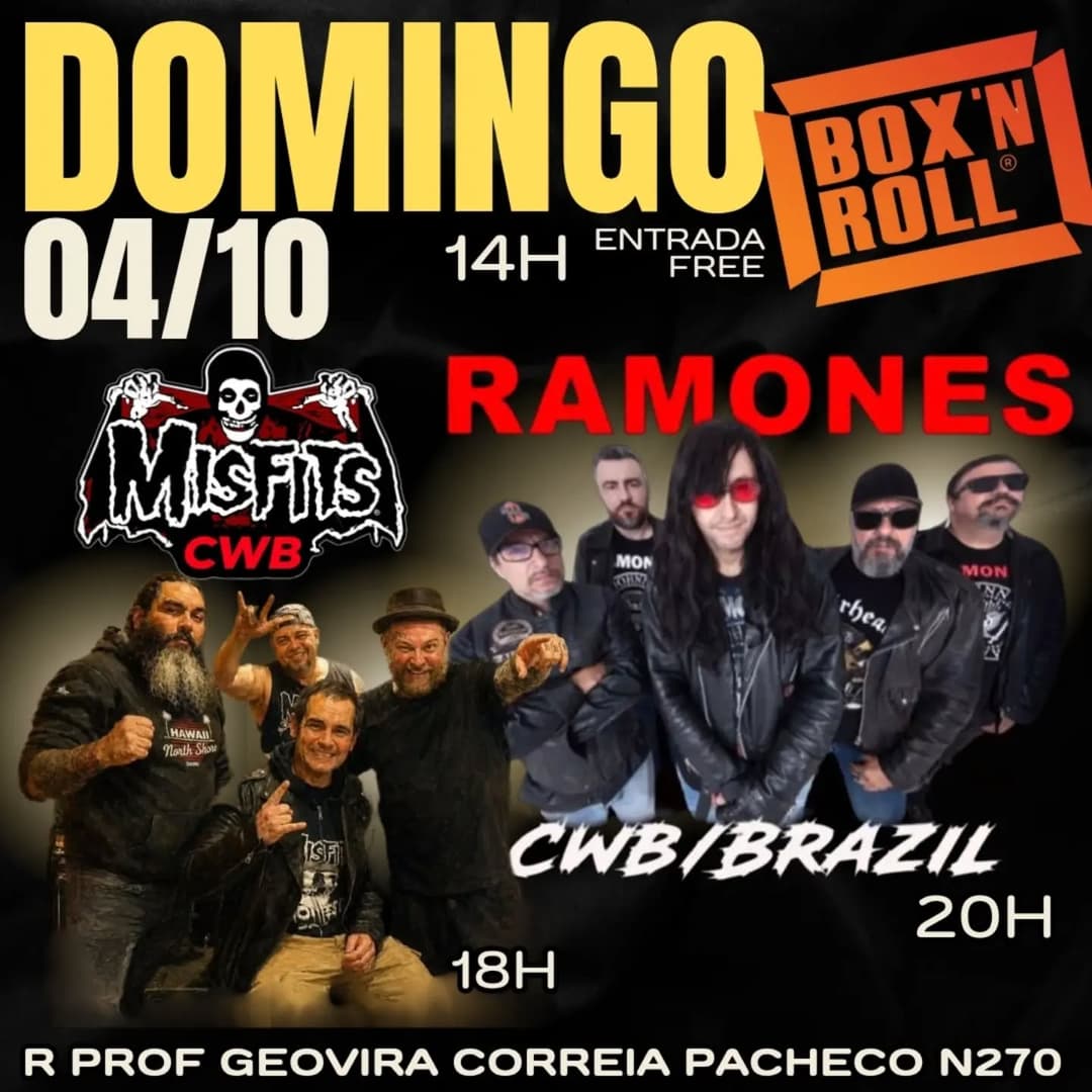 Flyer de Misfits CWB e RAMONES CWB BRASIL