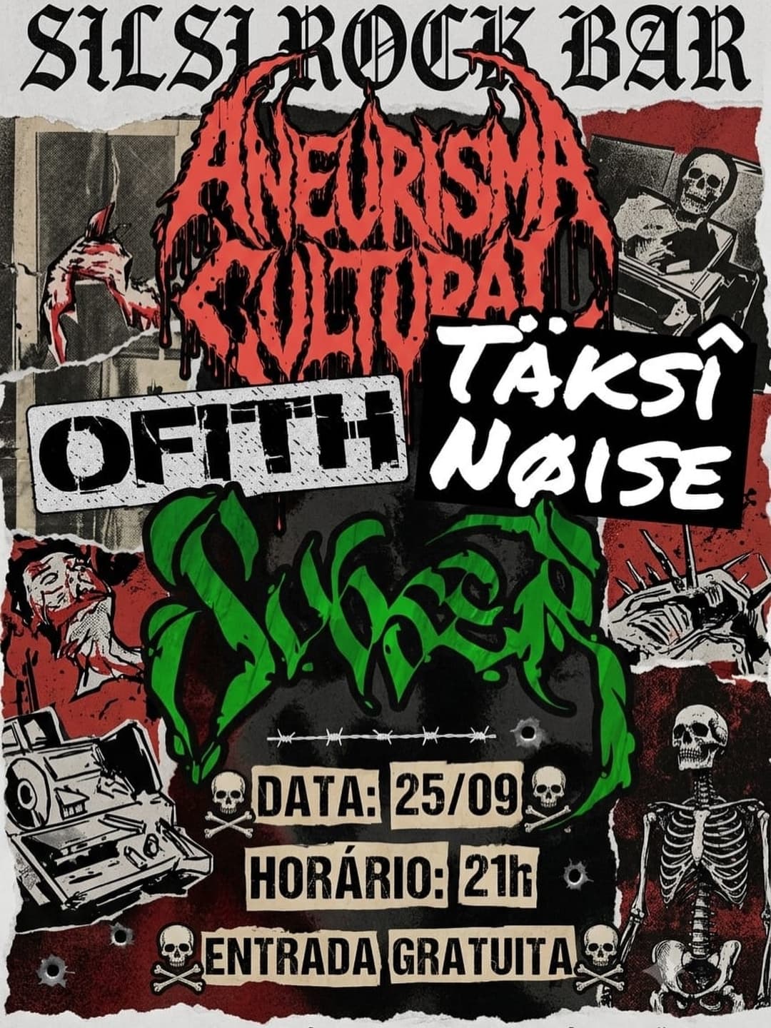 Flyer de Subser, Ofith, Taksi Noise e Aneurisma Cultural