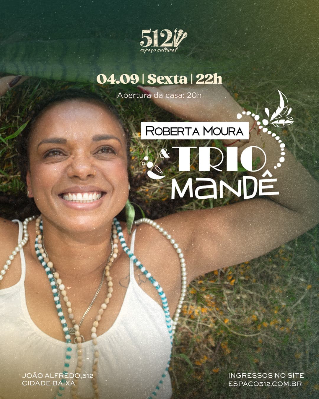 Flyer de Roberta Moura e Trio Mandê
