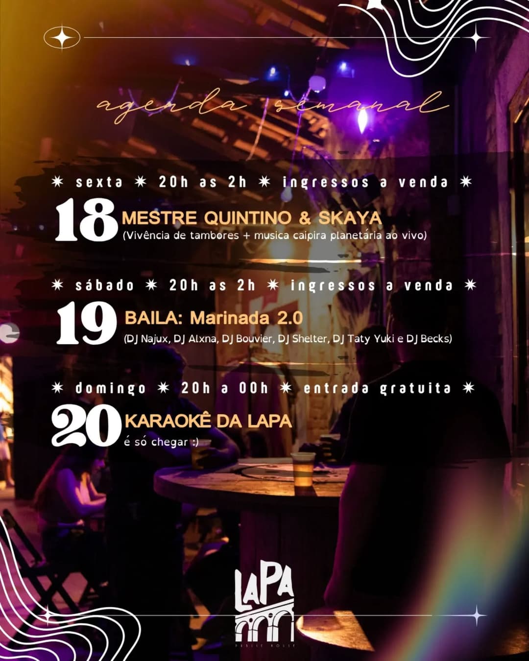 Flyer de Mestre Quintino, Skaya e mais 2 artistas