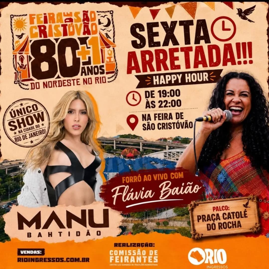 Flyer de Flávia Baião e Manu Bahtidão