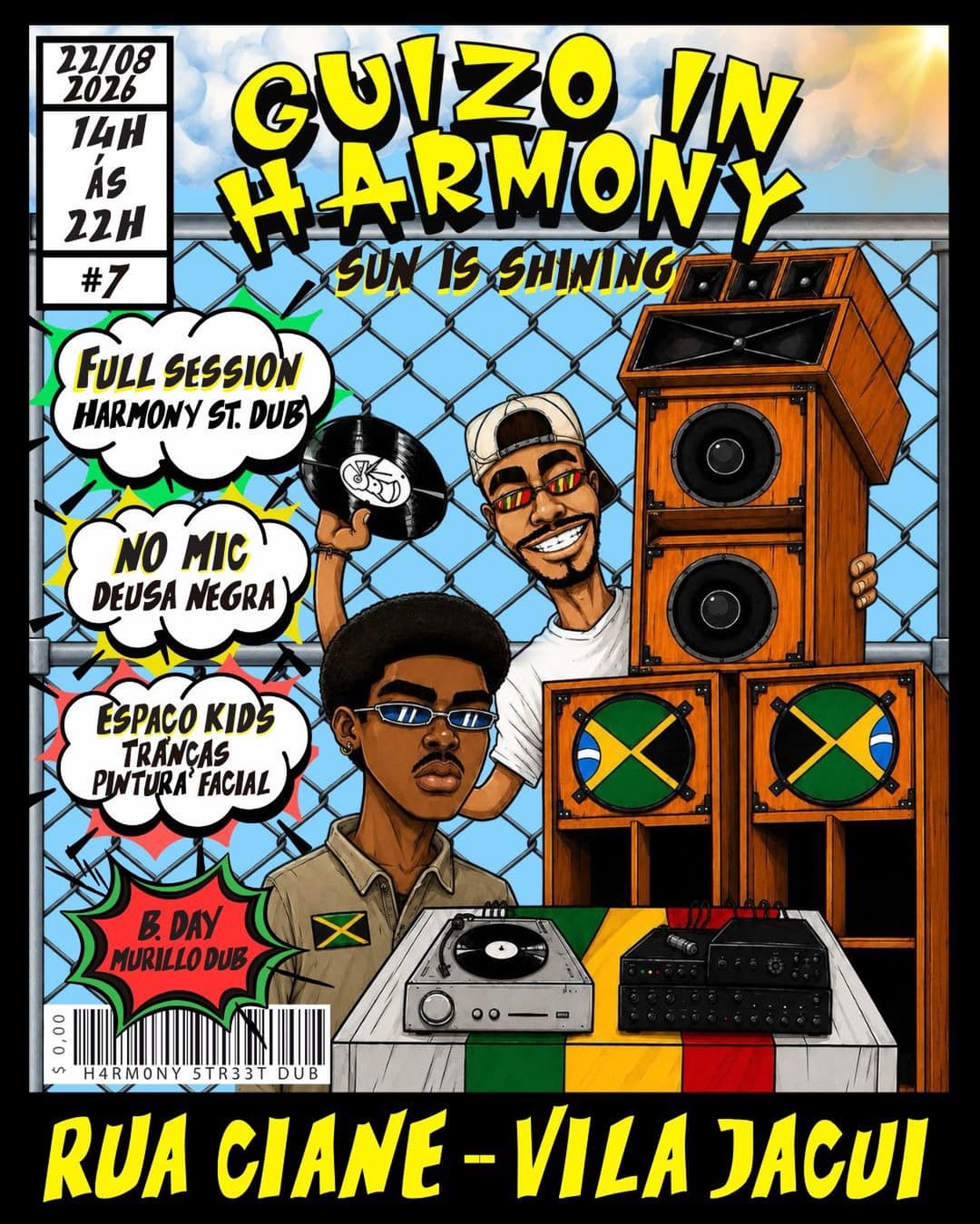 Flyer de Harmony Street Dub e Deusa Negra